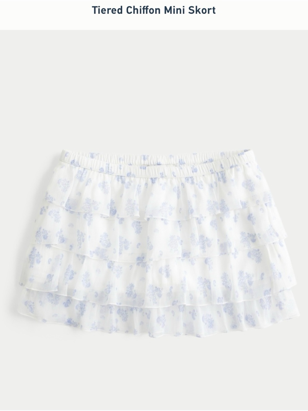 Hollister White Mini Skort with Light Blue Floral